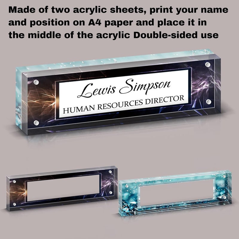 HETOOSHI Name Plate for Desk, Desk Double sided pattern Name Plate Personalized Office Desk Decor for Women and Men, Employee Appreciation Gifts Office Gifts for Boss, Manager, Teacher, Nurse (Two colors--2) - Image 3